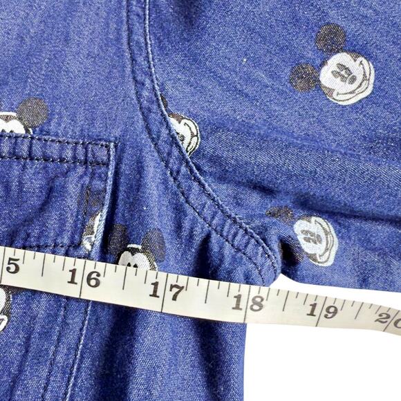 RARE Disney x Kook n Keech Denim Mickey Studded Snap Button Shirt MED *FLAW* - Picture 8 of 9